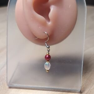 Elegant Red and Gold Beaded Earrings
